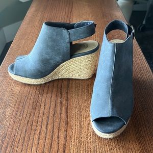 Navy Blue Wedges. Open Toe